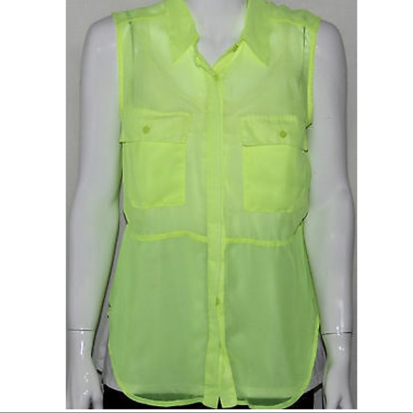 Neon Yellow Sheer Blouse - Picture 2 of 8
